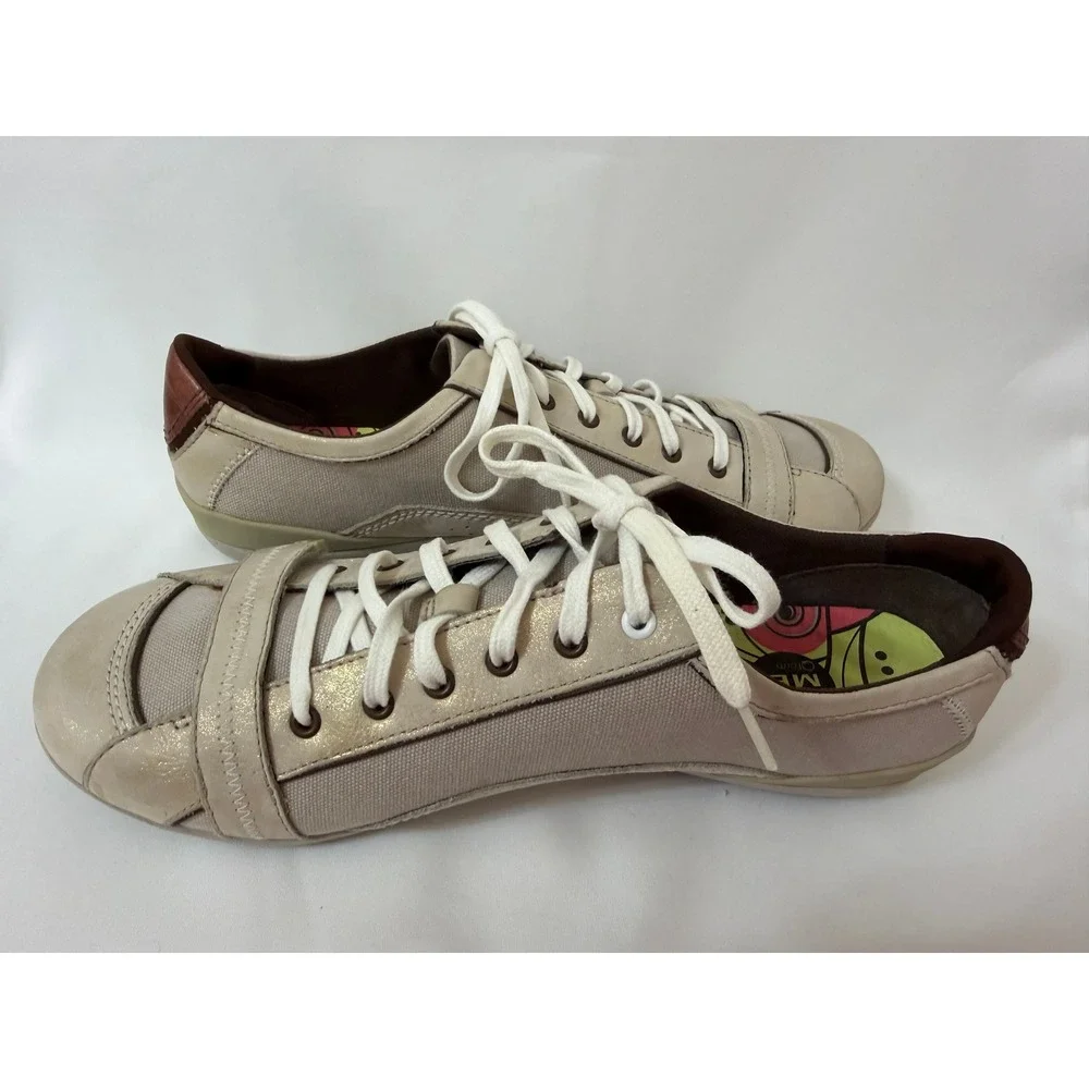 Merrell Pirouette Taupe Canvas Leather Athletic Shoe Comfort Sneakers Q-Form 9.5